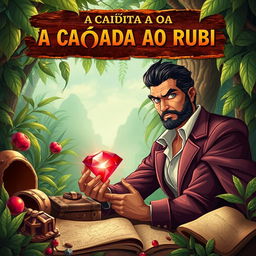 An image featuring the title 'A CAÇADA AO RUBI' prominently displayed at the top