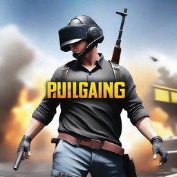 Design a high-intensity, action-packed thumbnail for a PUBG video channel featuring the title 'BiTzGaMIng' in bold, dynamic typography set against a backdrop of intense game scenes.