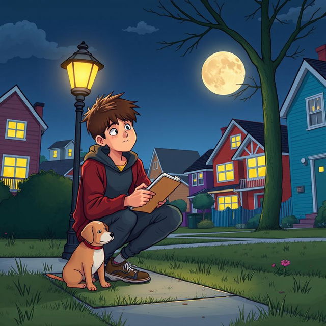 A vibrant illustration representing the themes of curiosity and adolescence in 'The Curious Incident of the Dog in the Night-Time