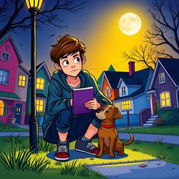 A vibrant illustration representing the themes of curiosity and adolescence in 'The Curious Incident of the Dog in the Night-Time