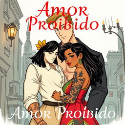 Uma encantadora capa de livro ilustrada, retratando um romance entre uma menina negra brasileira e um bonito mafioso russo