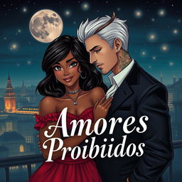 Uma capa de livro encantadora ilustrando um romance entre uma menina negra brasileira e um lindo mafioso russo