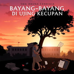 A romantic and mysterious book cover for the Wattpad novel 'Bayang-Bayang di Ujung Kecupan'