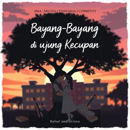 A romantic and mysterious book cover for the Wattpad novel 'Bayang-Bayang di Ujung Kecupan'