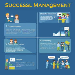 A professional and engaging infographic illustrating successful strategies for school management