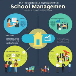 A professional and engaging infographic illustrating successful strategies for school management