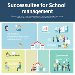 A professional and engaging infographic illustrating successful strategies for school management