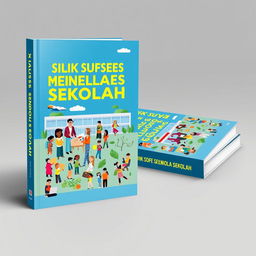 A striking book cover design for 'Kiat Sukses Mengelola Sekolah'