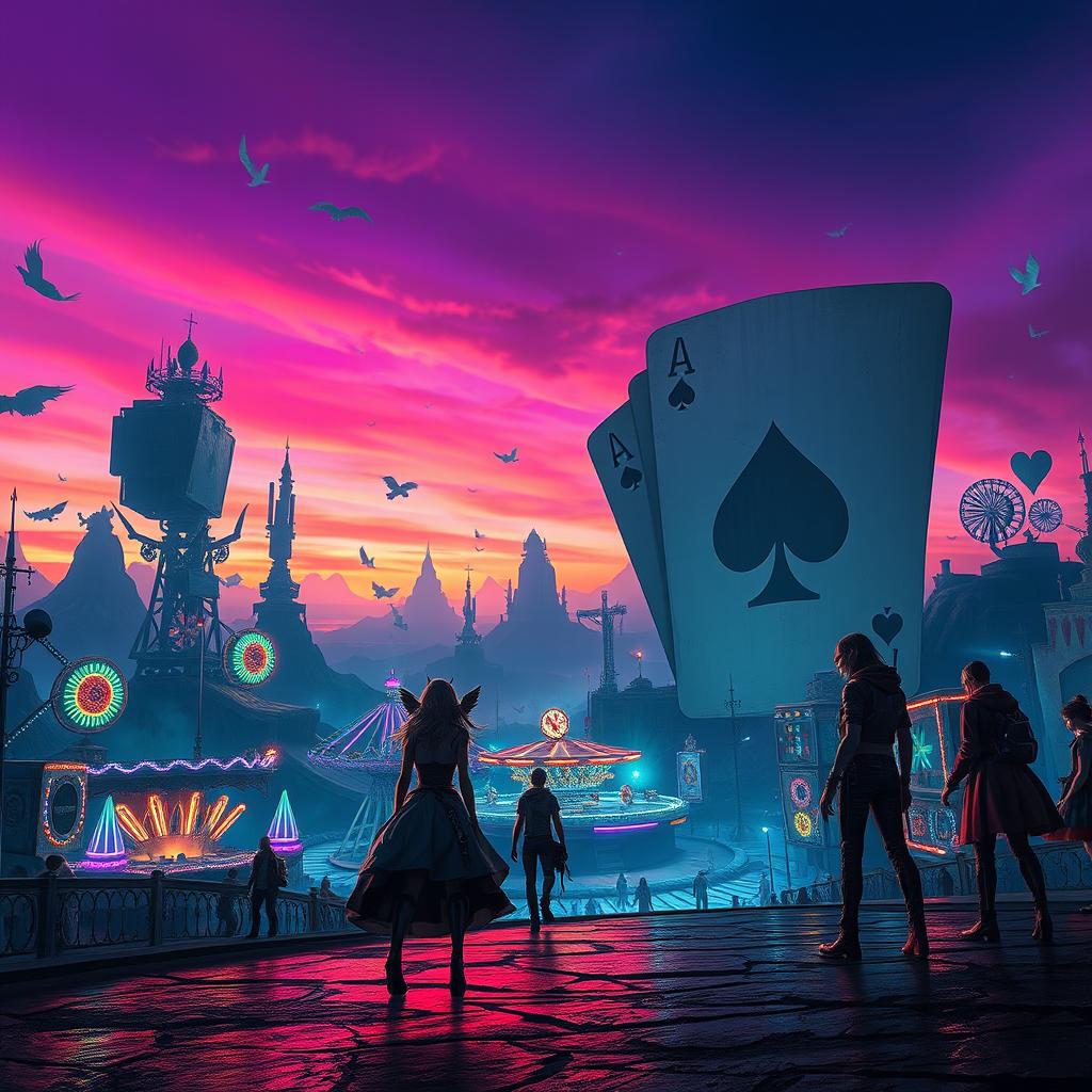 A visually stunning representation of a dystopian game arena inspired by the concept of 'Alice in Borderland'