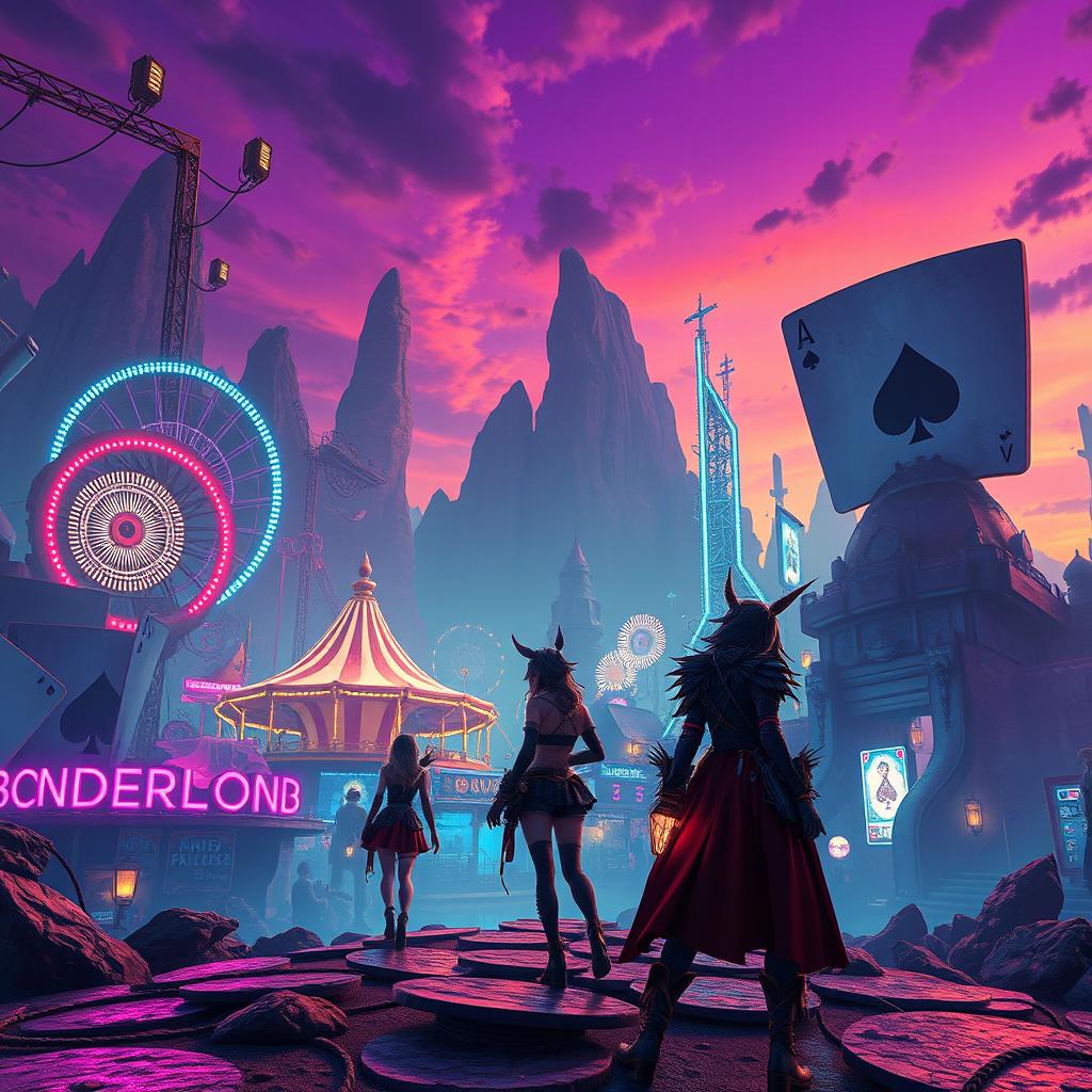 A visually stunning representation of a dystopian game arena inspired by the concept of 'Alice in Borderland'