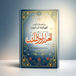 A beautiful book cover design for 'لغتي لغة القرأن' (My Language is the Language of the Quran)