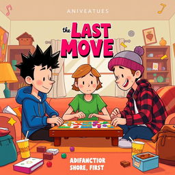 A dynamic and colorful animated movie poster for a short film titled 'The Last Move'