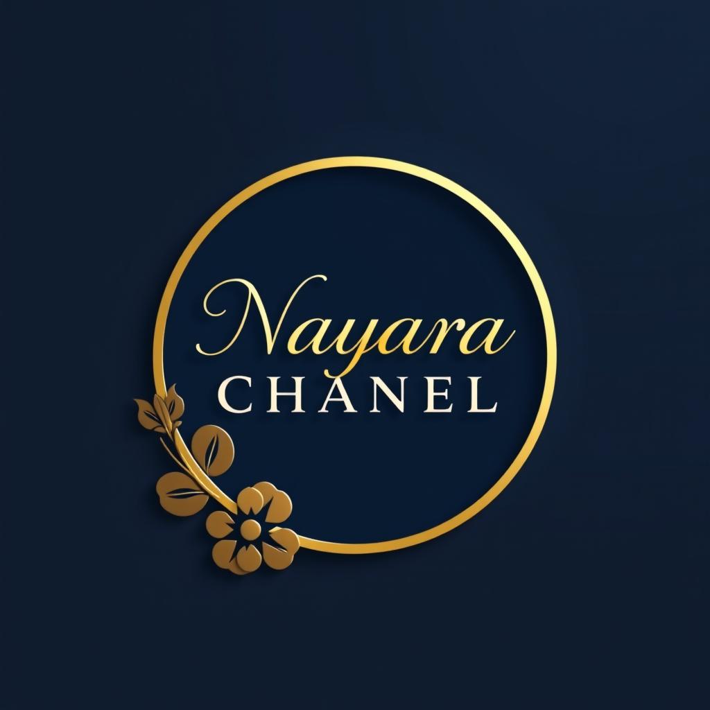 A modern and elegant 3D logo design for 'Nayara Chanel' featuring a circular motif