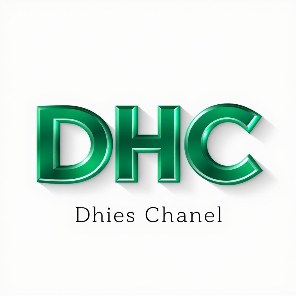 A simple yet eye-catching 3D logo design for 'DHC', accompanied by the small description 'Dhies Chanel' beneath it