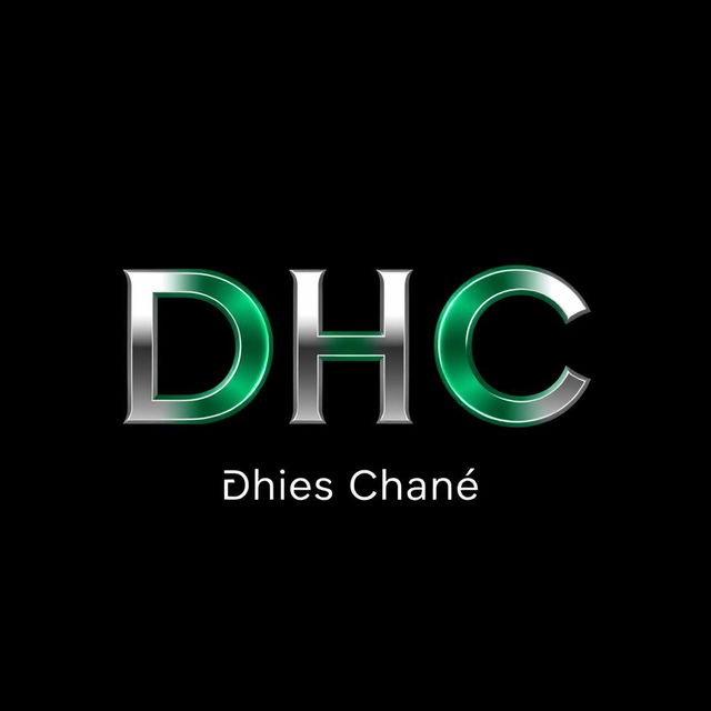 A simple yet eye-catching 3D logo design for 'DHC', accompanied by the small description 'Dhies Chanel' beneath it