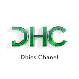 A simple yet eye-catching 3D logo design for 'DHC', accompanied by the small description 'Dhies Chanel' beneath it