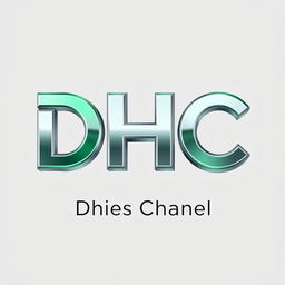 A simple yet eye-catching 3D logo design for 'DHC', accompanied by the small description 'Dhies Chanel' beneath it