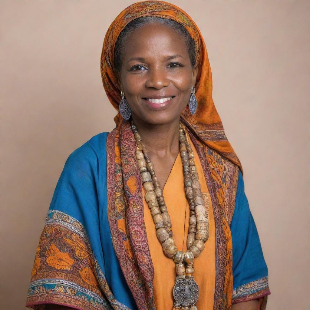 Generate an image of a professional individual actively promoting peace, harmony, and cultural diversity, embodying global awareness and community empowerment.