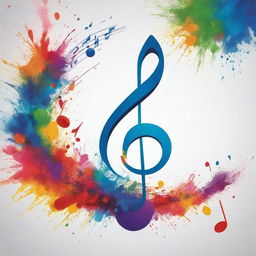 Visualize the 'Art of Music' as a vibrant symphony of colors and shapes. Depict musical notes being transformed into a colorful splash of shapes, radiating from a central point like expanding music waves.