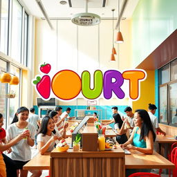 A vibrant and eye-catching representation of 'IOURT', emphasizing a colorful logo that incorporates fruit-inspired designs