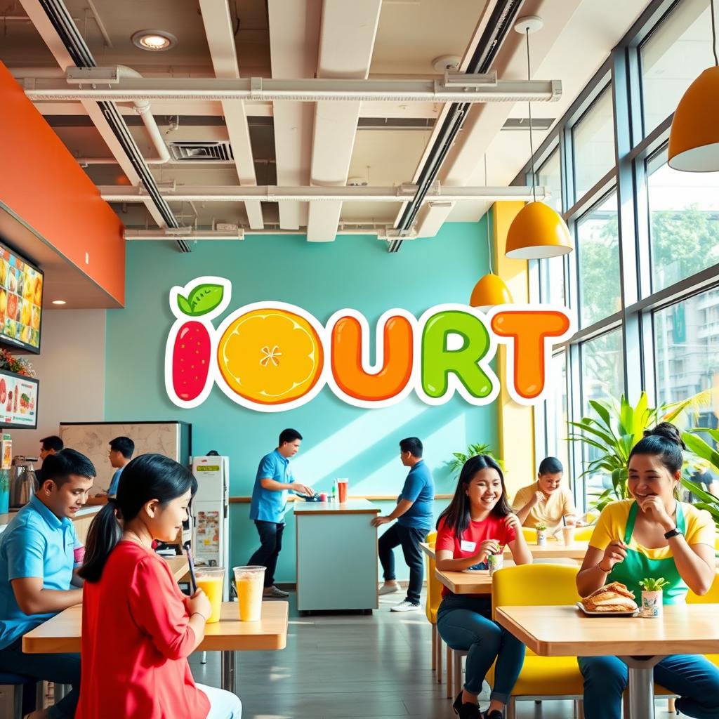 A vibrant and eye-catching representation of 'IOURT', emphasizing a colorful logo that incorporates fruit-inspired designs