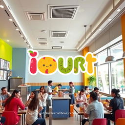 A vibrant and eye-catching representation of 'IOURT', emphasizing a colorful logo that incorporates fruit-inspired designs