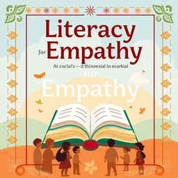 A vibrant and engaging book cover design for the title 'Literacy for Empathy: Character Education and the Fight Against Bullying'