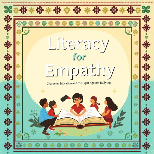 A vibrant and engaging book cover design for the title 'Literacy for Empathy: Character Education and the Fight Against Bullying'