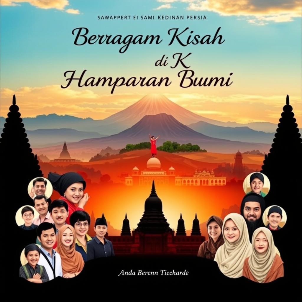 A beautiful cover design for a book titled 'Beragam Kisah di Hamparan Bumi Jogja'