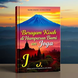 A captivating book cover design for 'Beragam Kisah di Hamparan Bumi Jogja' by Iqlima Azqiani and others