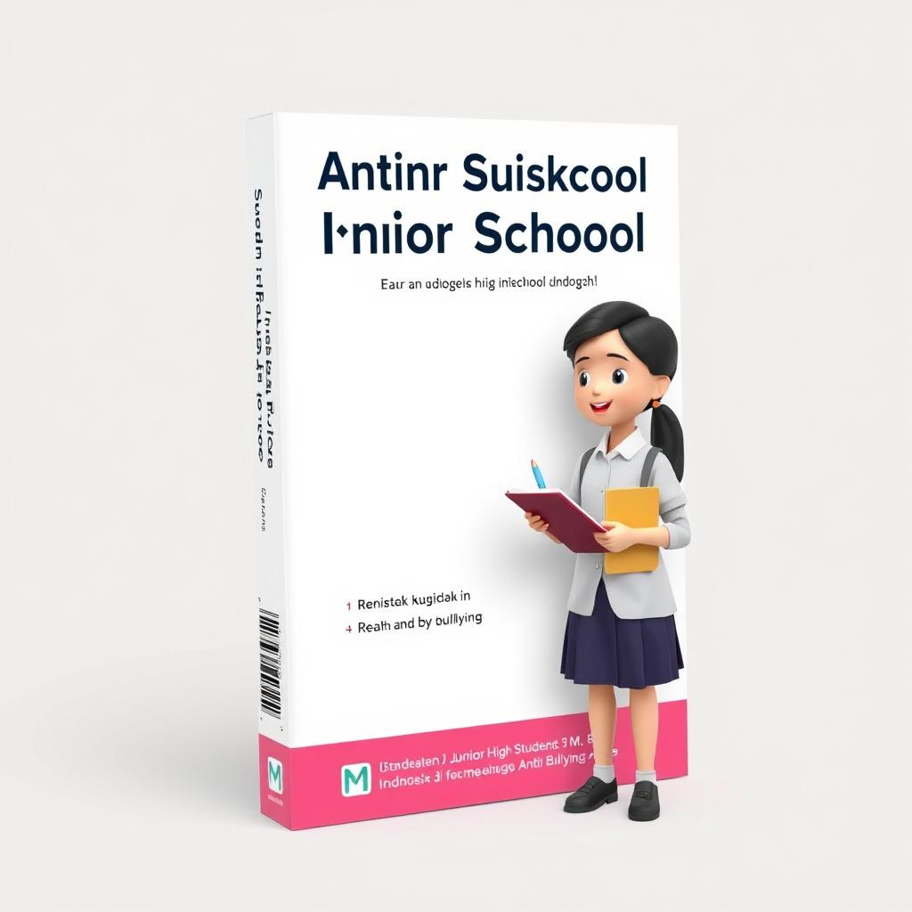 A simple and modern 3D book cover design featuring an Indonesian junior high school student