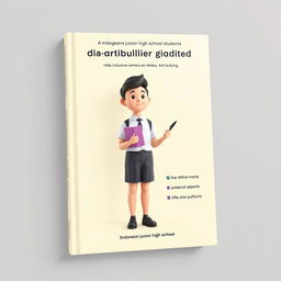 A simple and modern 3D book cover design featuring an Indonesian junior high school student