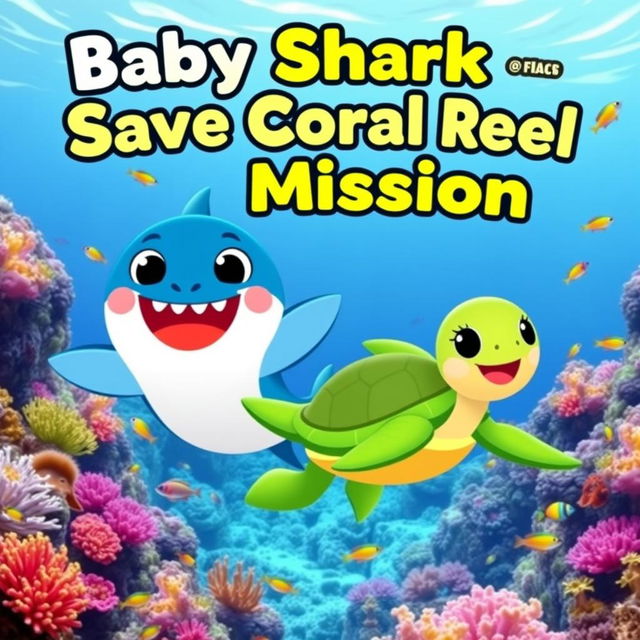 A vibrant and engaging thumbnail featuring Baby Shark and Baby Turtle as adorable cartoon characters