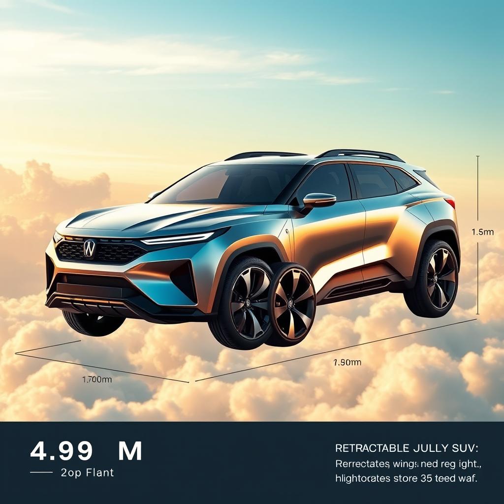 A futuristic and sporty SUV design, measuring 4