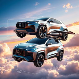 A futuristic and sporty SUV design, measuring 4