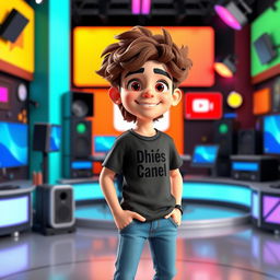 A 3D animated character of a teenage boy with long, curly hair