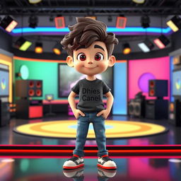 A 3D animated character of a teenage boy with long, curly hair