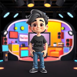 A 3D animated character of a teenage boy with long, curly hair