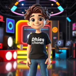 A 3D animated character of a teenage boy with long, curly hair