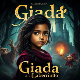 Un cartel de cine cautivador para la película titulada "Giada y el laberinto" que presenta a una niña italiana de cabello negro del año 2020