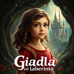 Un cartel de cine fascinante para la película titulada "Giada y el laberinto", que presenta a una niña italiana del año 2020