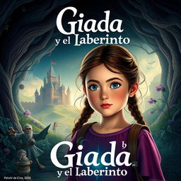 Un cartel de cine fascinante para la película titulada "Giada y el laberinto", que presenta a una niña italiana del año 2020