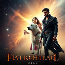 A cinematic fantasy movie poster featuring a 27-year-old Indian Black man with magical powers, dressed in a stylish black shrug