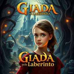 Un cartel de cine impresionante para la película titulada "Giada y el laberinto", que presenta a una niña italiana del año 2020