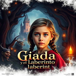 Un cartel de cine impresionante para la película titulada "Giada y el laberinto", que presenta a una niña italiana del año 2020