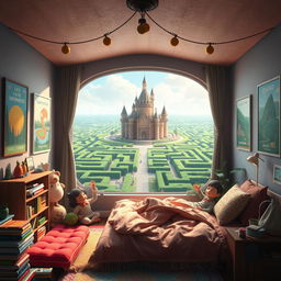 A fantasy movie scene depicting the bedroom of Giada, an adventurous Italian girl from 2020