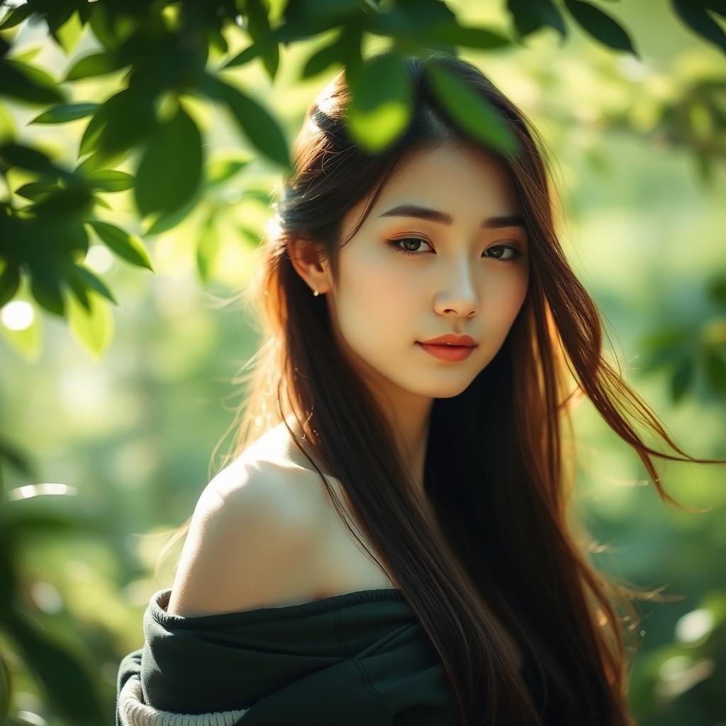 A graceful and artistic portrayal of a Korean woman, emphasizing beauty and elegance