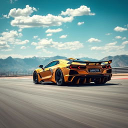 An exhilarating depiction of a unique fusion between a Corvette C8 and a Lamborghini Veneno, finished in an eye-catching matte gold