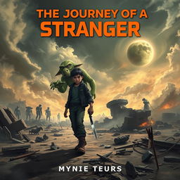 A dramatic and atmospheric cover for a science fiction story titled "The Journey of a Stranger