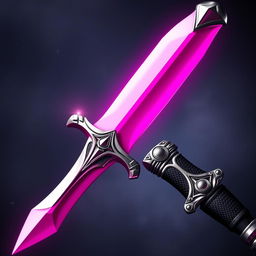 An artistic depiction of a dagger made of steel, showcasing a stunning and vivid pink color